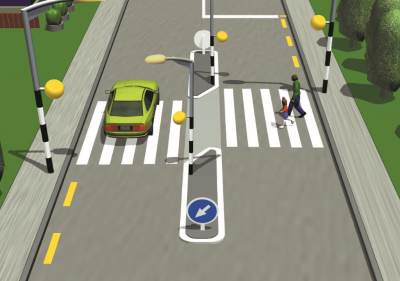 Pedestrian crossing rules: raised traffic island