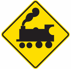 Railway Level Crossing Ahead Sign