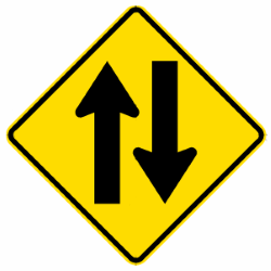 Two-way traffic ahead sign